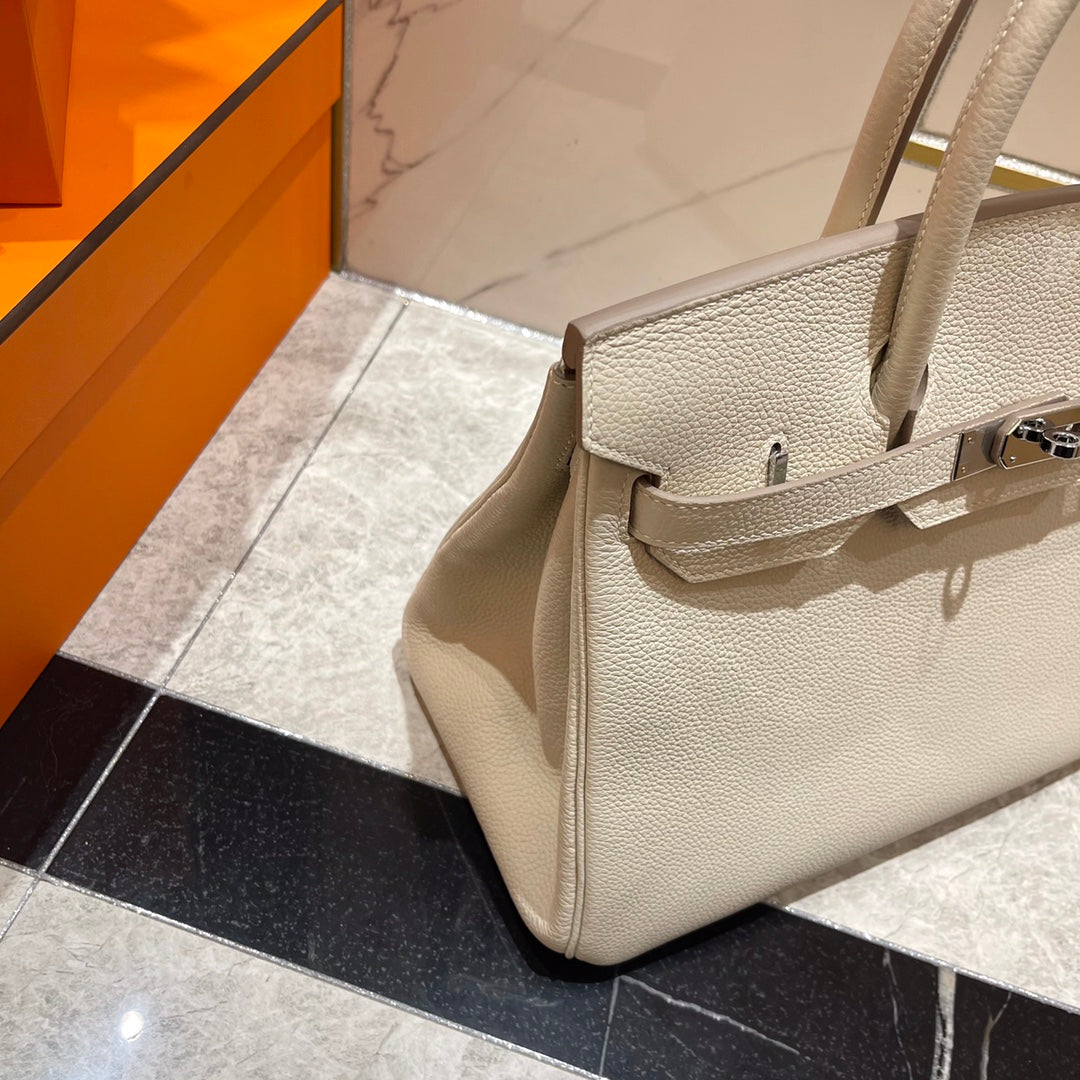 Hermes Birkin 30cm Creamy White Togo Leather Silver Hardware Bag