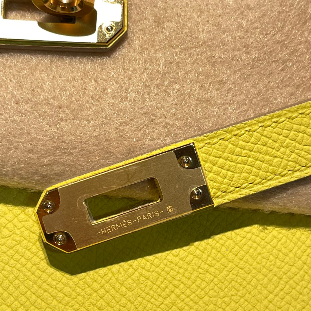 Hermes Kelly 25cm Lime Epsom Leather Gold Hardware Bag