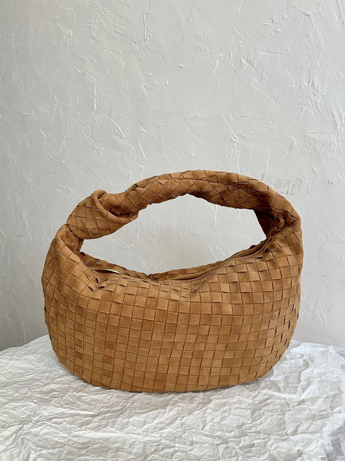 Bottega Veneta Small Jodie 48cm Brown Suede Leather Bag