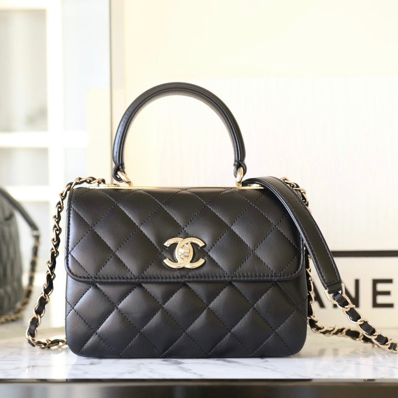 Chanel Trendy 20cm Black Lambskin Gold Hardware Bag