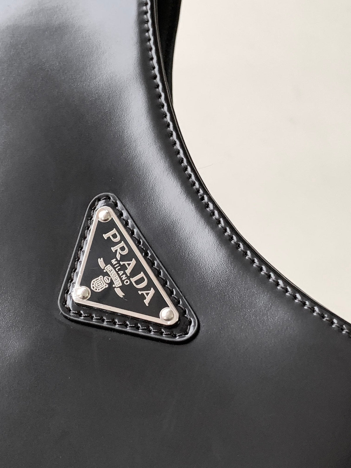Prada Cleo 30 Black Brushed Leather Shoulder Bag