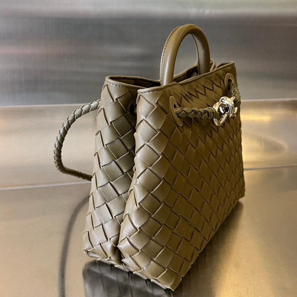 Bottega Veneta Small Andiamo 25cm Dark Olive Lambskin Bag