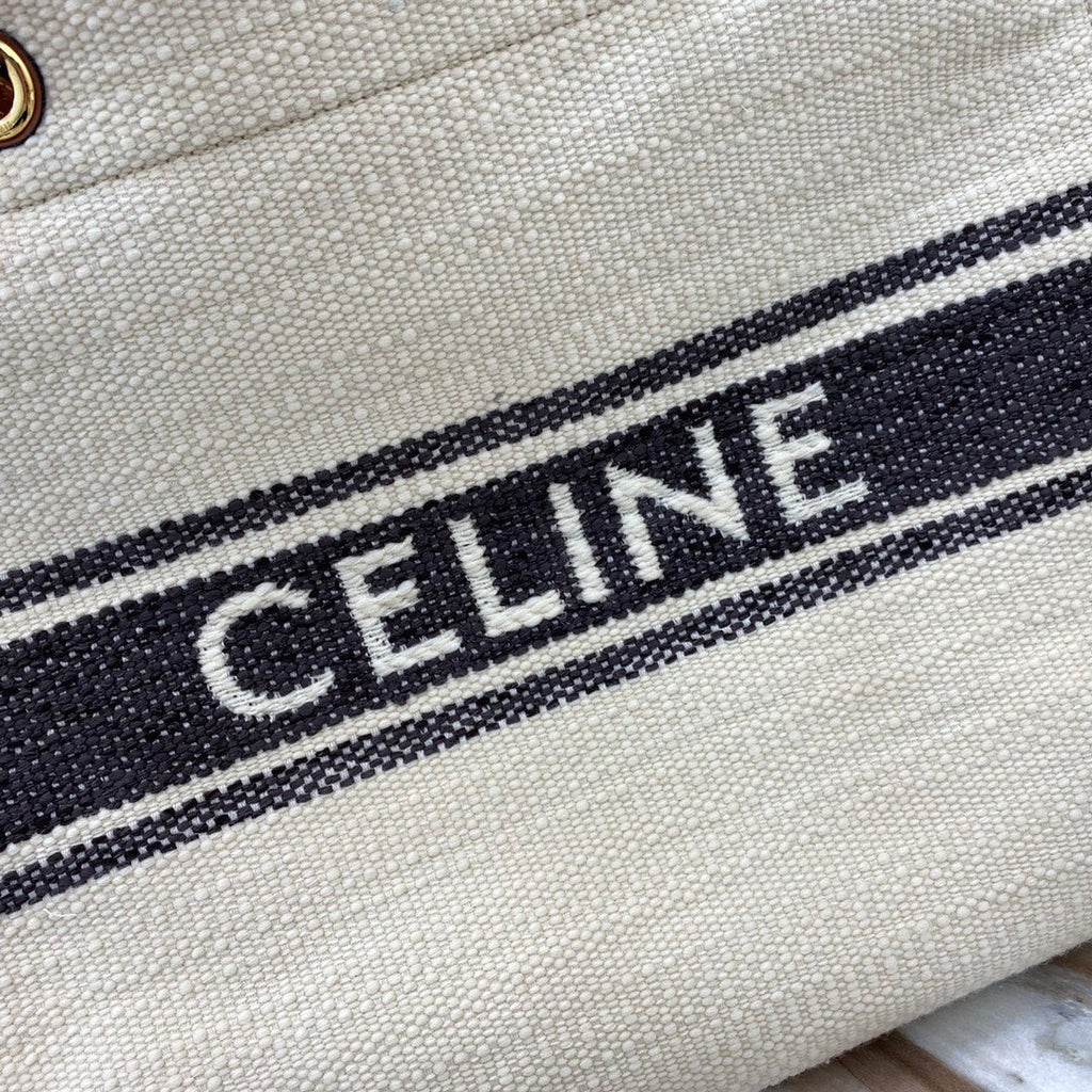 Celine Canvas Tote 43 White/Black Denim