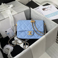 Chanel 25S Classic Flap 19 cm in Pastel Blue Caviar Leather with Gold Hardware Bag