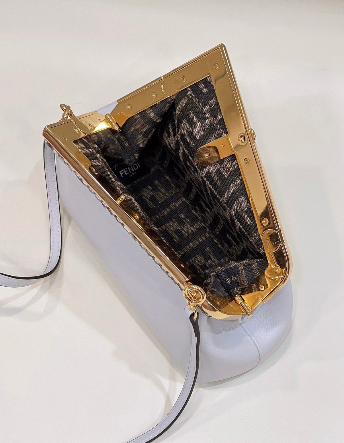 Fendi First Small 26 White Leather Bag with Exotic Details