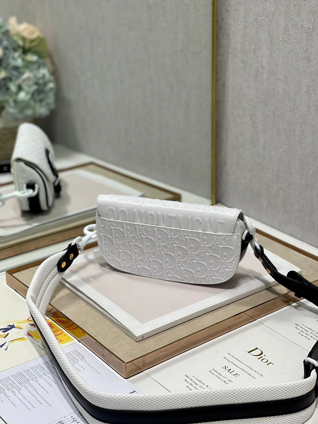 Dior Bobby East-West 21 Bag in White Lambskin