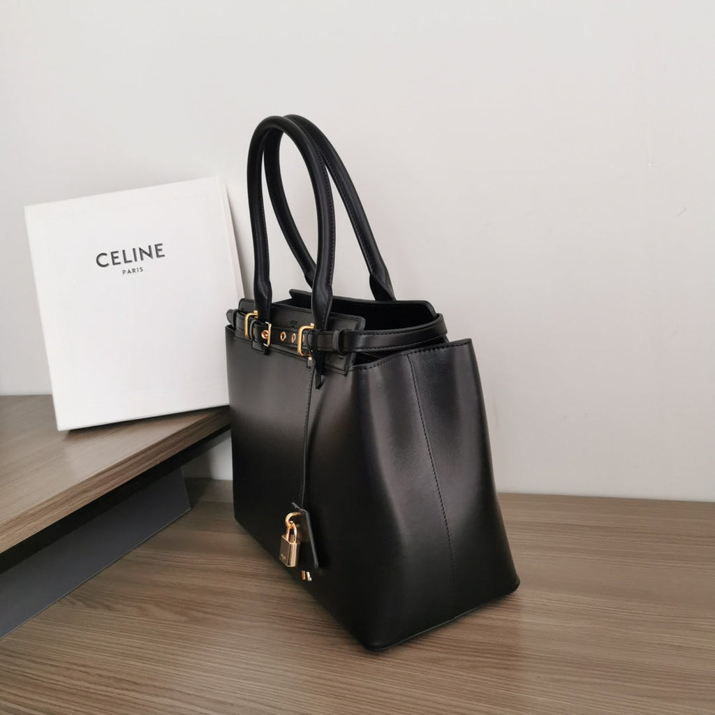 Celine Conti Bag 36 in Black Calfskin Gold Hardware