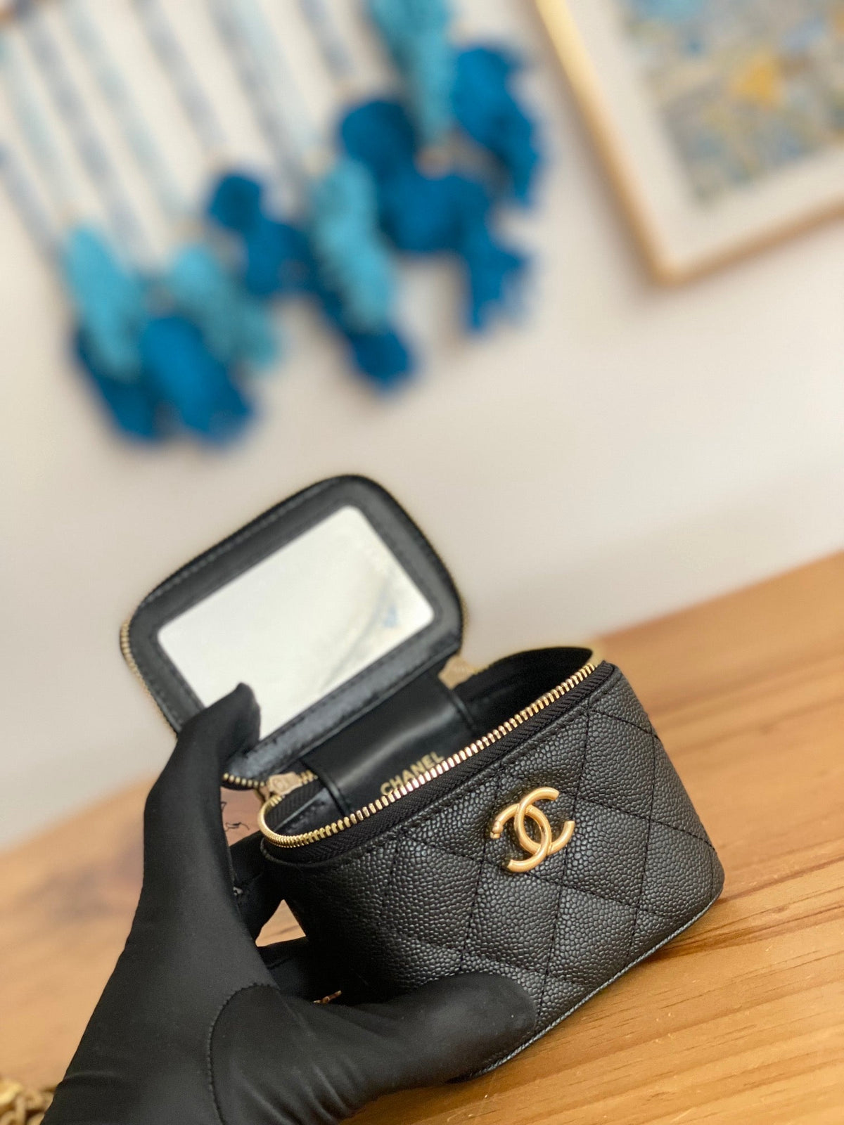 Chanel Mini 10 Vanity in Black Calfskin Gold Hardware Bag