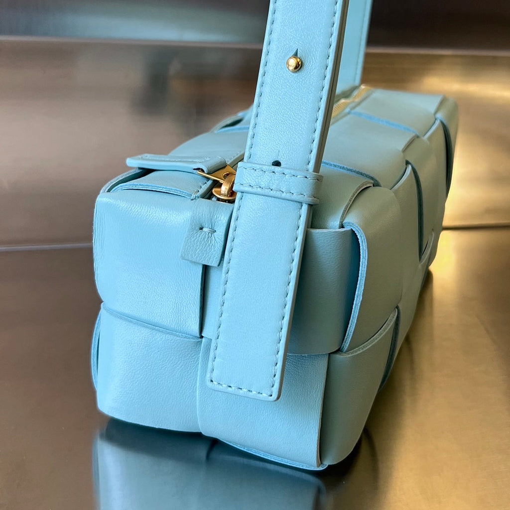Bottega Veneta Brick Cassette 28 in Sky Blue Calfskin Bag