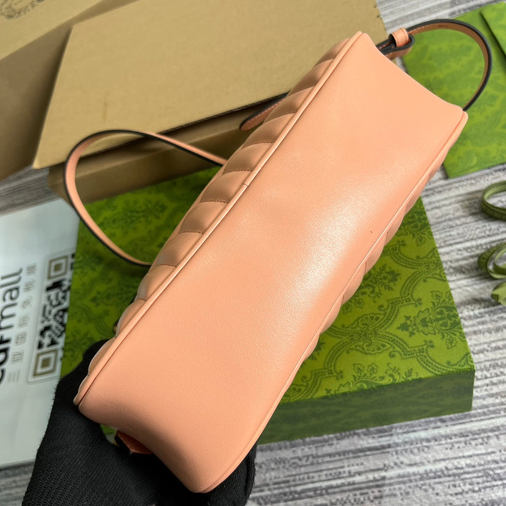 Gucci Marmont Small 24 Matelassé in Peach Pink Calfskin Bag