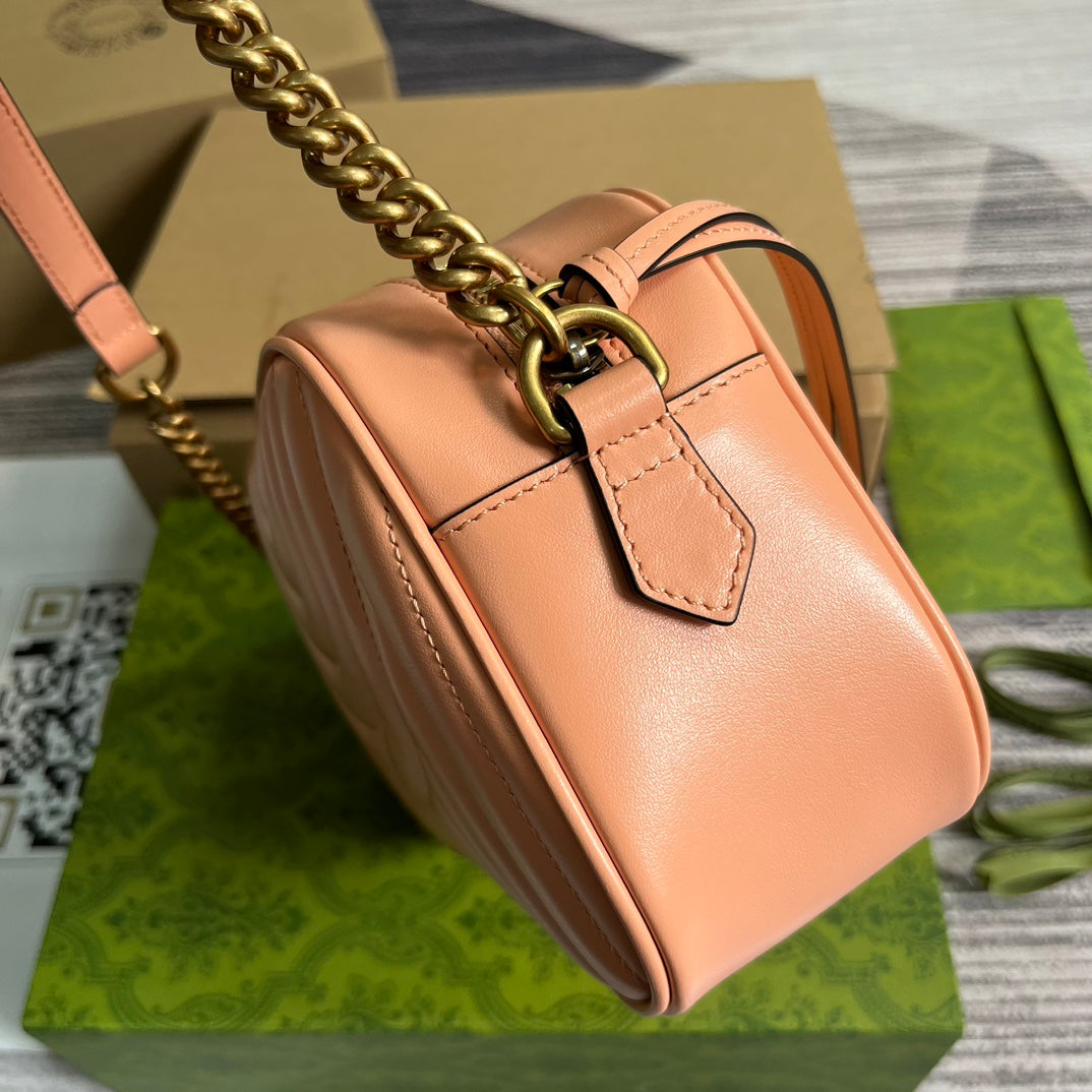 Gucci Marmont Small 24 Matelassé in Peach Pink Calfskin Bag