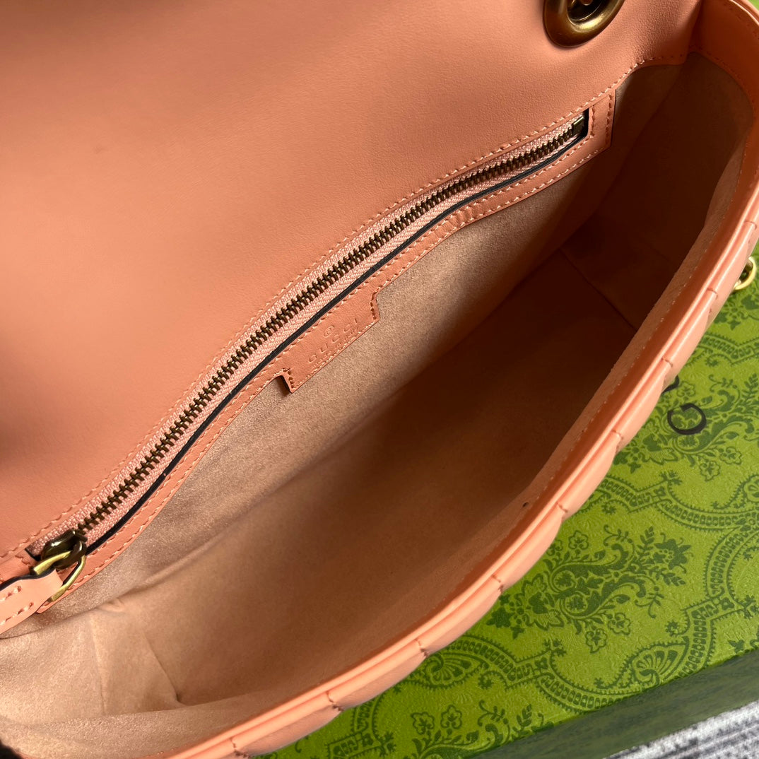 Gucci Marmont 26 Classic Bag in Peach Pink Calfskin