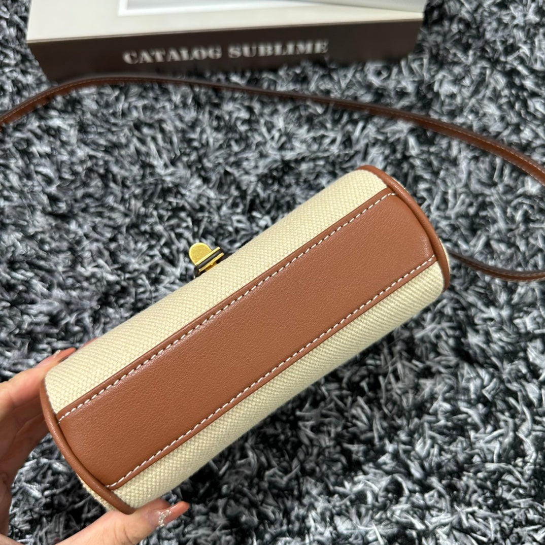 Celine Classic Mini 18 White Brown Calfskin Bag