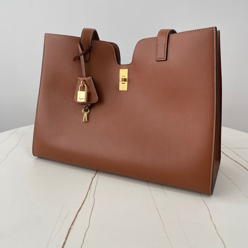 Celine Cabas Triomphe 37 Cinnamon Brown in Smooth Calfskin Bag