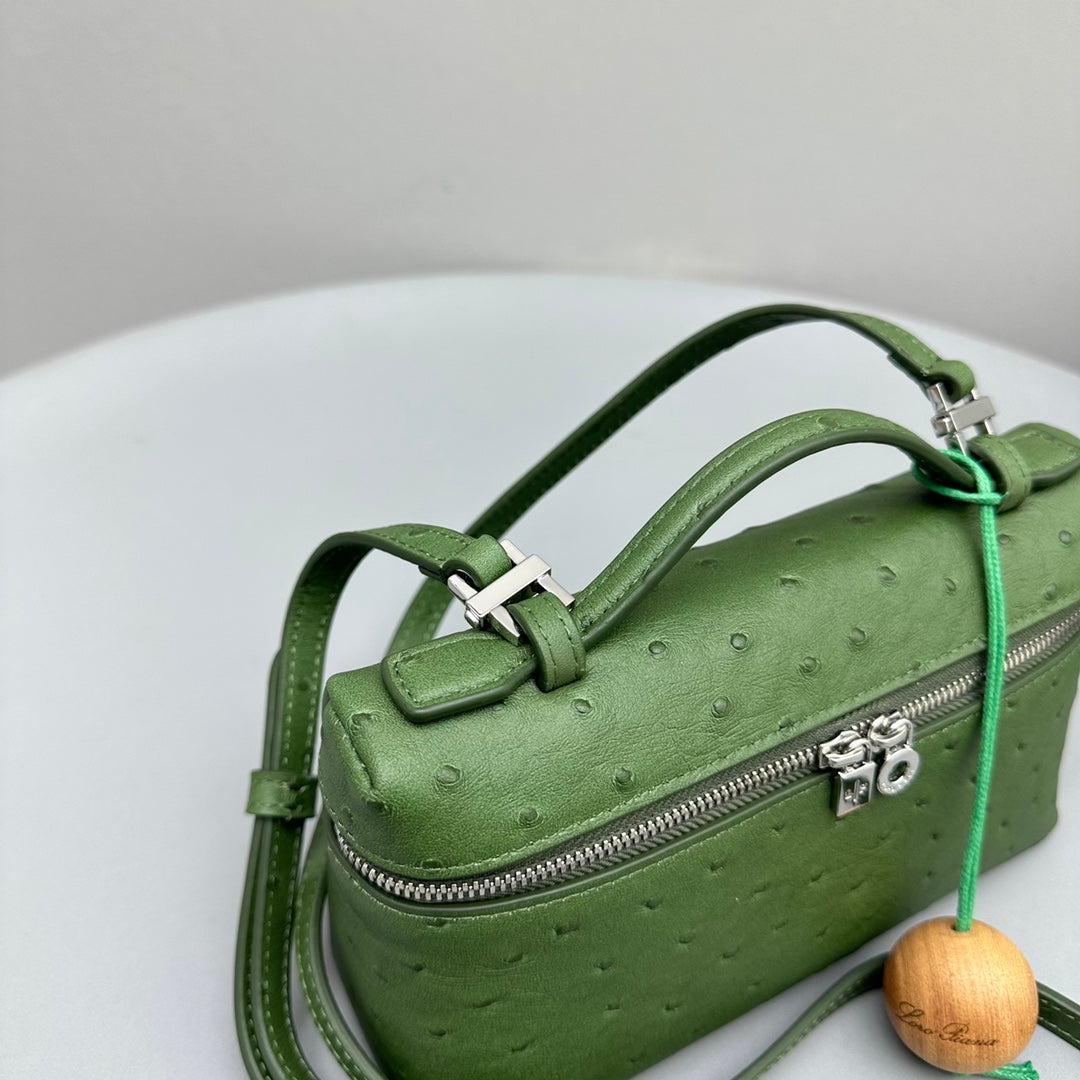 Loro Piana Extra Pocket L19 in Jungle Green Ostrich Leather Bag