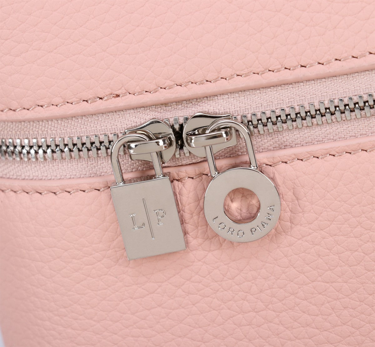 Loro Piana Extra Bag L27 in Blush Pink Grained Calfskin with Silver Hardware