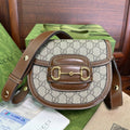 Gucci 18 Horsebit 1955 Mini Bag Beige Canvas and Ebony Calfskin
