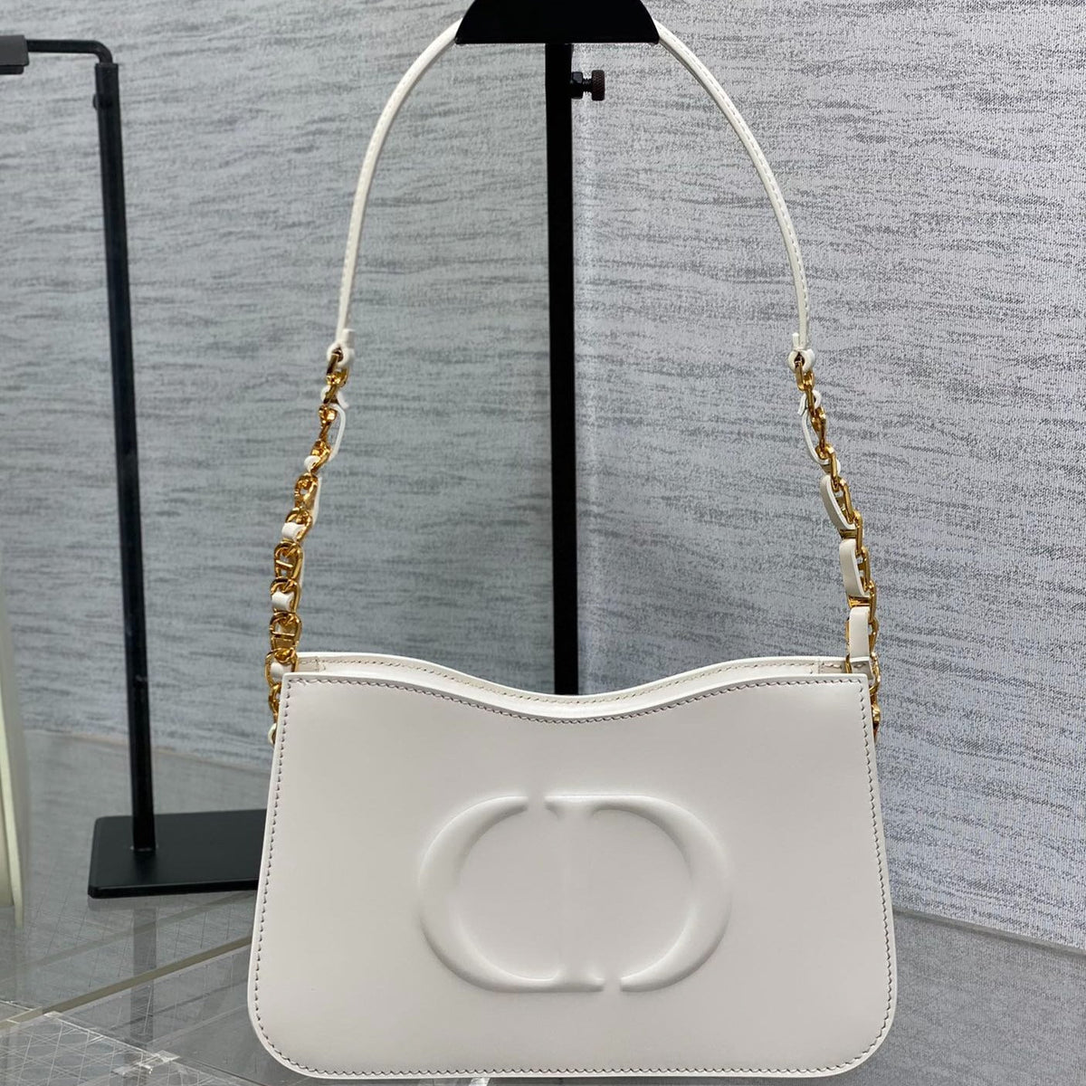 Dior Hobo Signature 23 Bag in White Lambskin