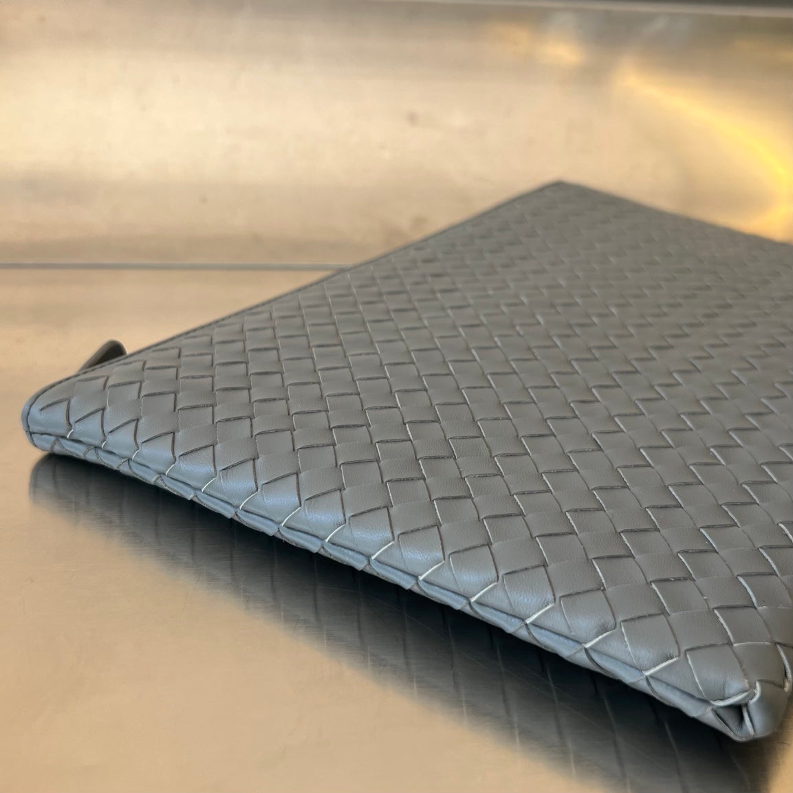 Bottega Veneta Intrecciato 30 in Grey Steel Lambskin Bag
