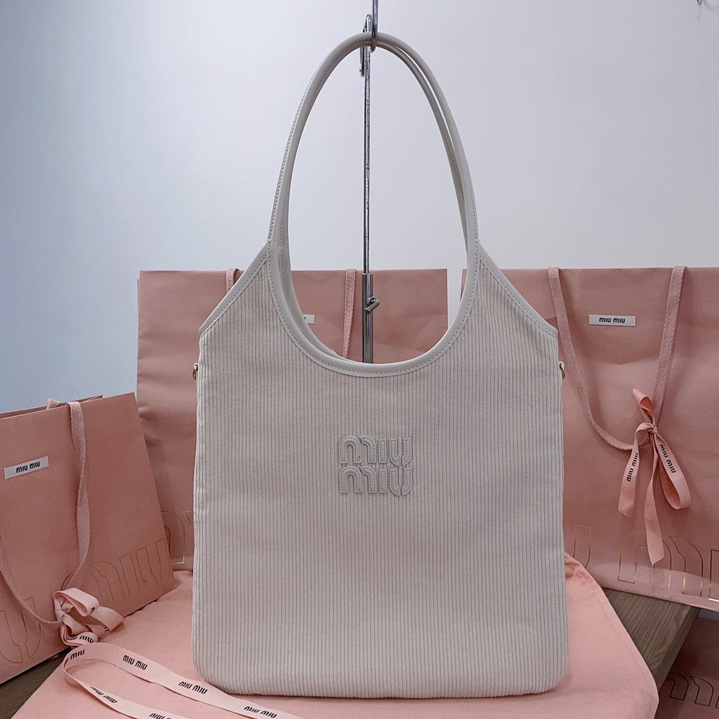 Ivy Tote Bag 40 in White Corduroy