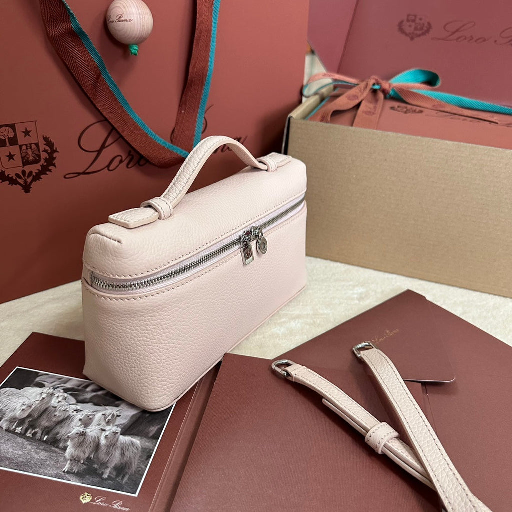 Loro Piana Extra Pocket L19 in Blush Pink Grained Calfskin with Silver Hardware Bag