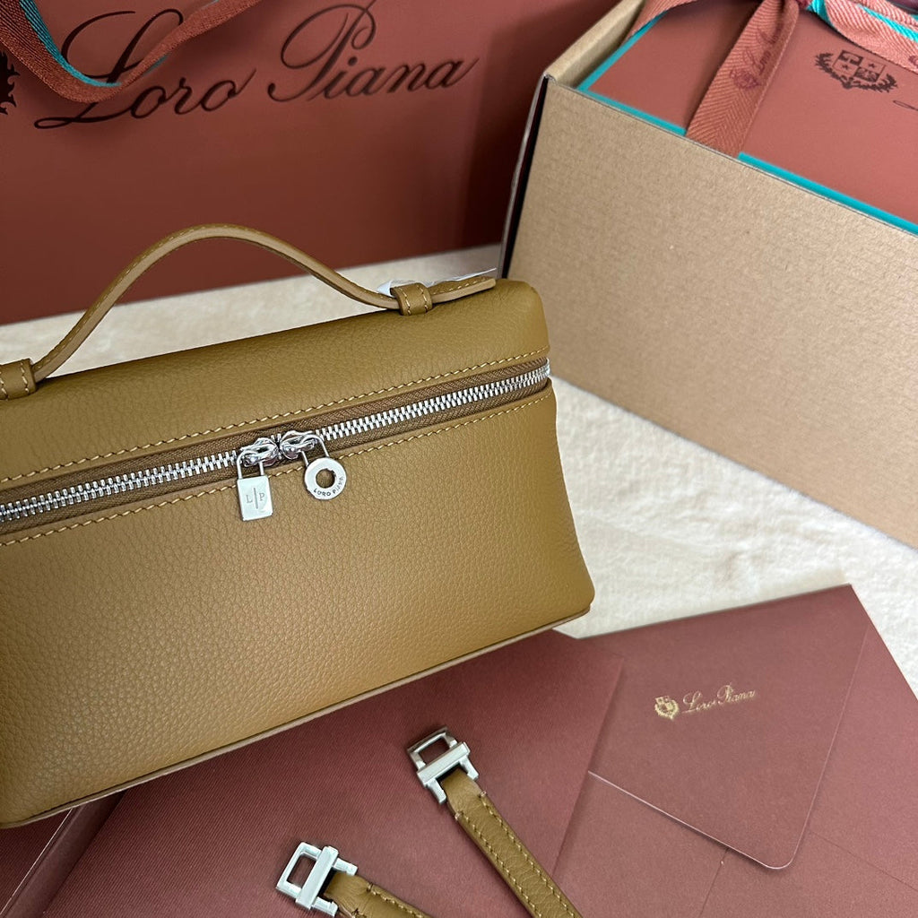 Loro Piana Extra Pocket L19 in Dijon Yellow Grained Calfskin with Silver Hardware Bag