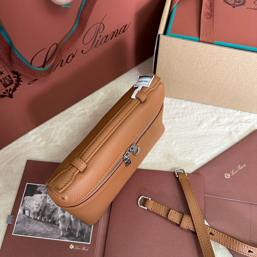 Loro Piana Extra Pocket L19 in Bronze Brown Calfskin with Silver Hardware Bag