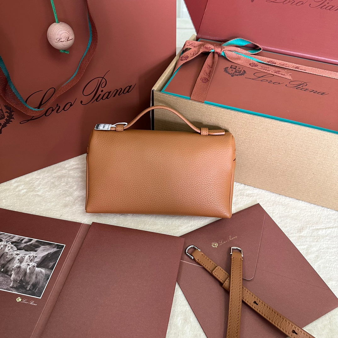 Loro Piana Extra Pocket L19 in Bronze Brown Calfskin with Silver Hardware Bag