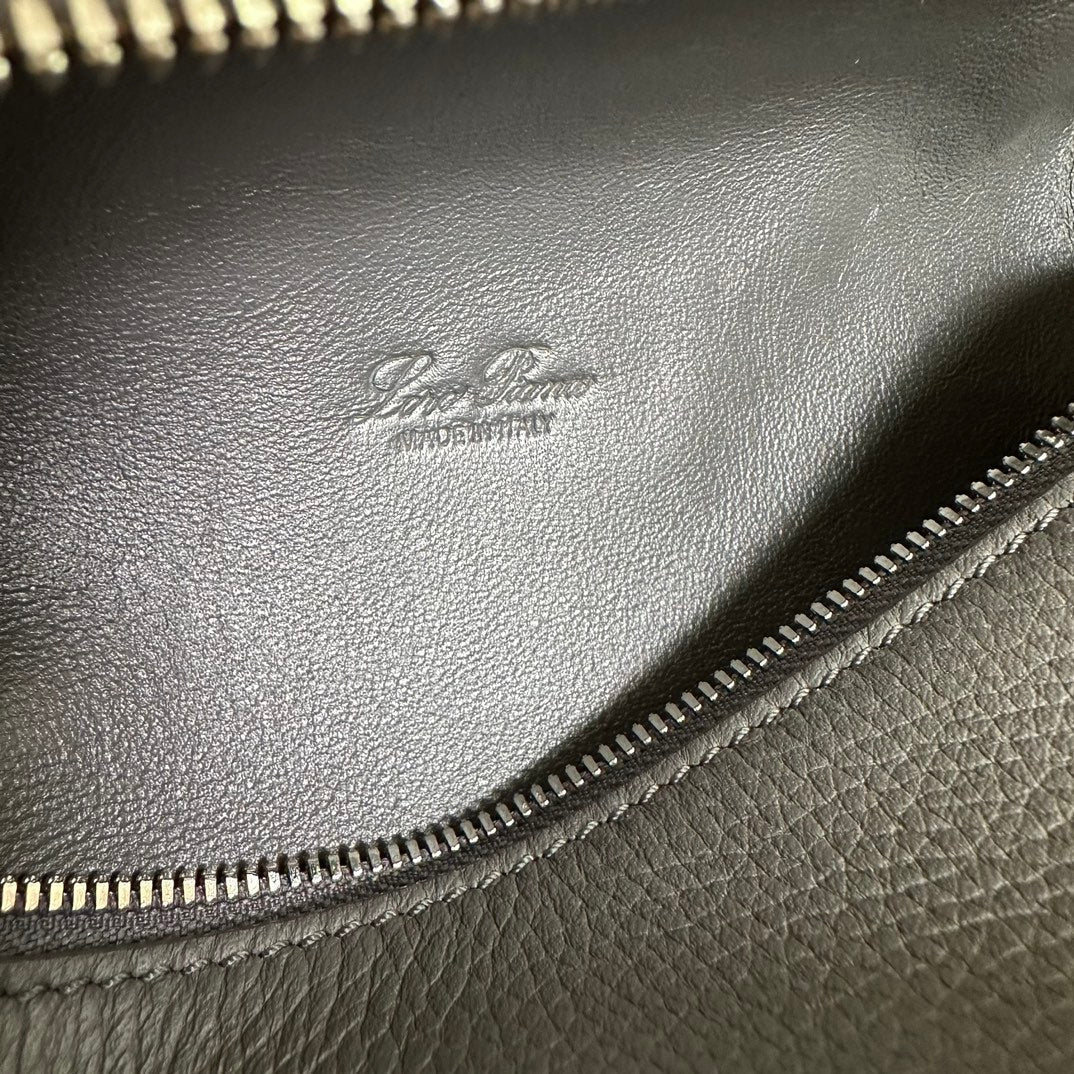 Loro Piana Extra Pocket L19 in Black Grained Calfskin with Silver Hardware Bag