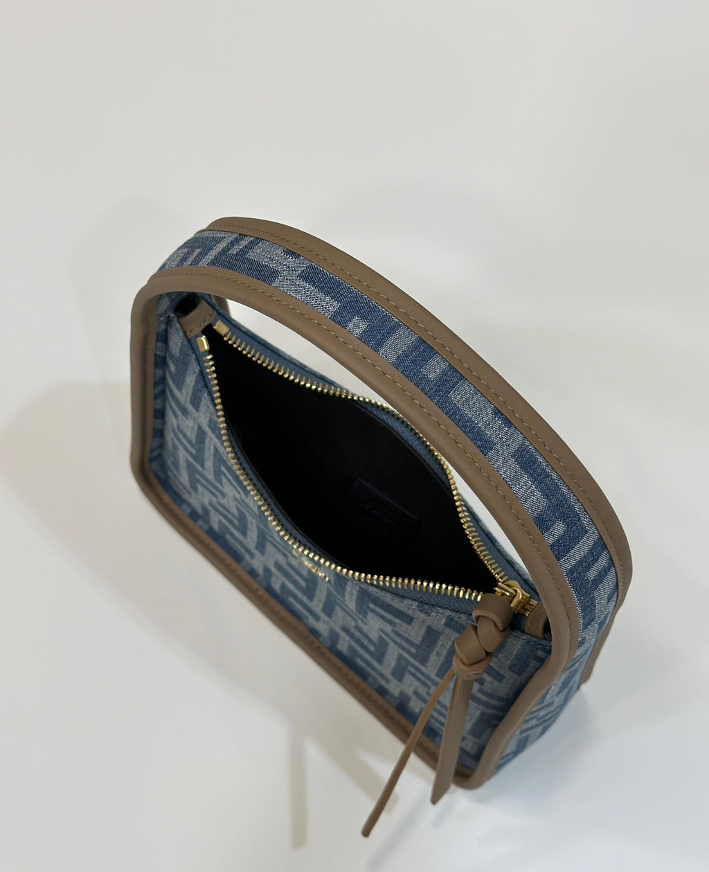 Fendi Medium 27 Bag in True Blue Monogram Denim Gold Hardware
