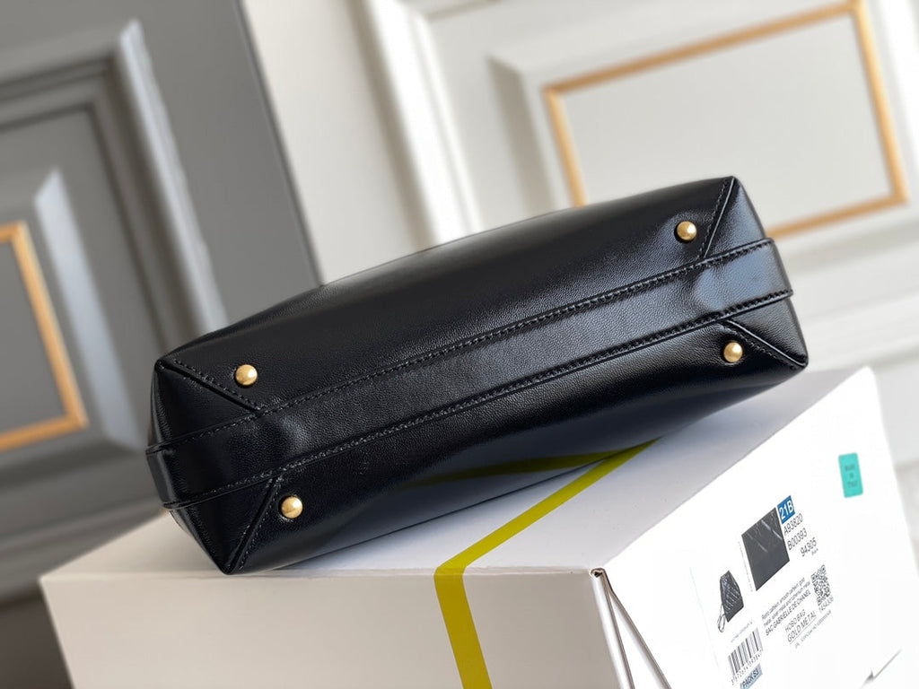 Chanel Medium 23 Bag with Handle in Black Lambskin
