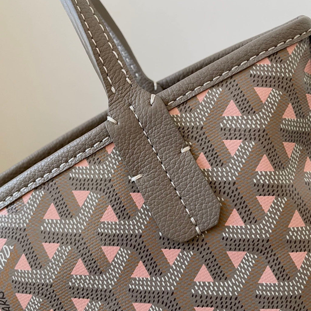 Goyard Anjou Mini Bag 20 in Grey Mix Pink Goyardine Canvas and Calfskin