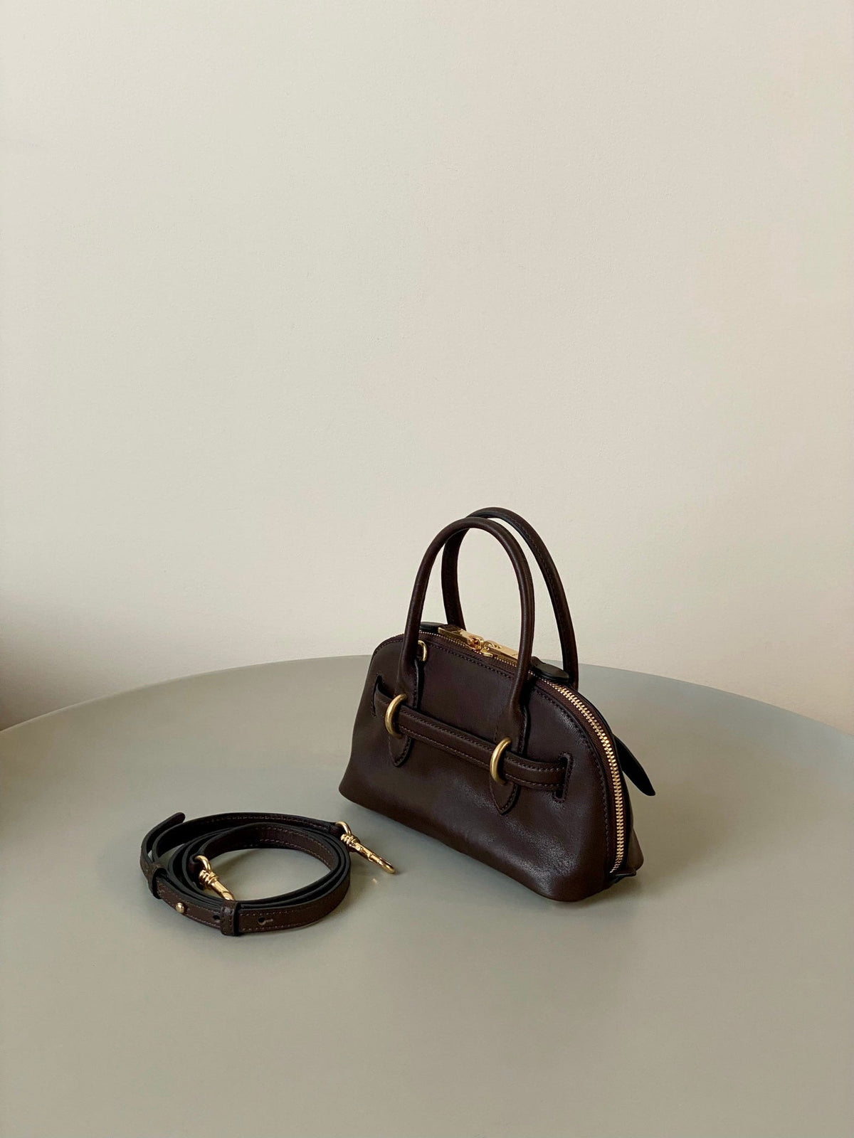 Aventure Nappa Mini Bag 21 in Brunette Brown Calfskin Gold Hardware
