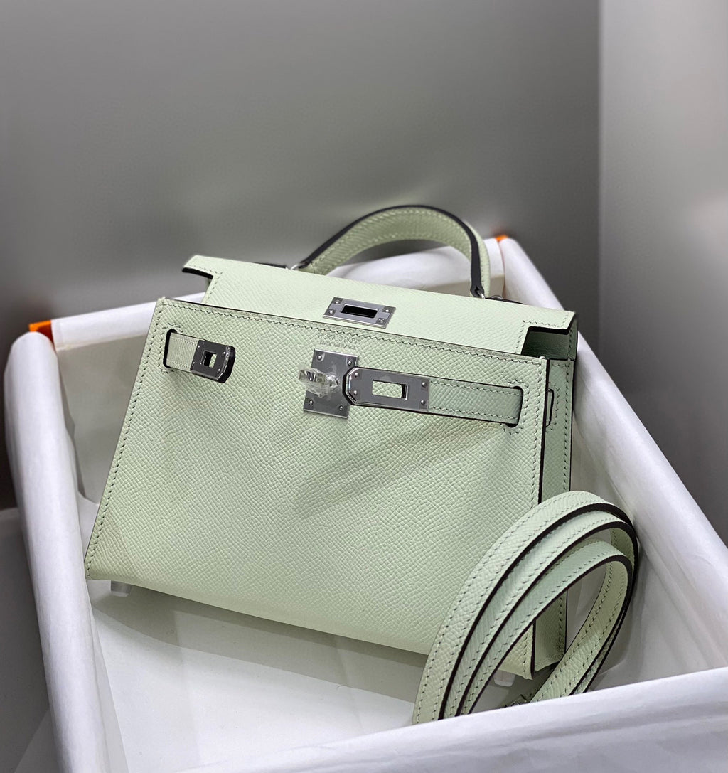 Hermes Kelly Mini 20 Seafoam Epsom Silver Hardware Bag