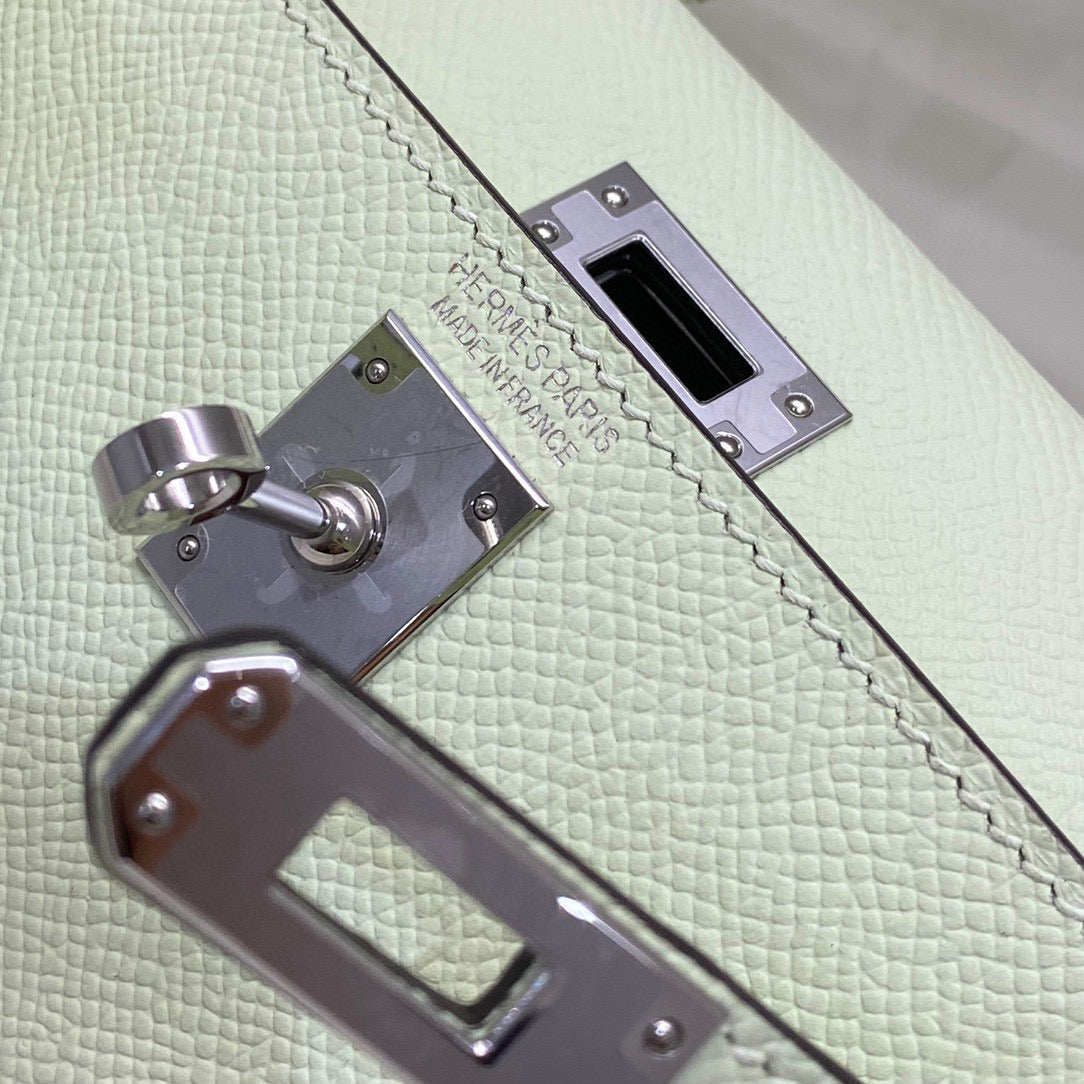 Hermes Kelly Mini 20 Seafoam Epsom Silver Hardware Bag