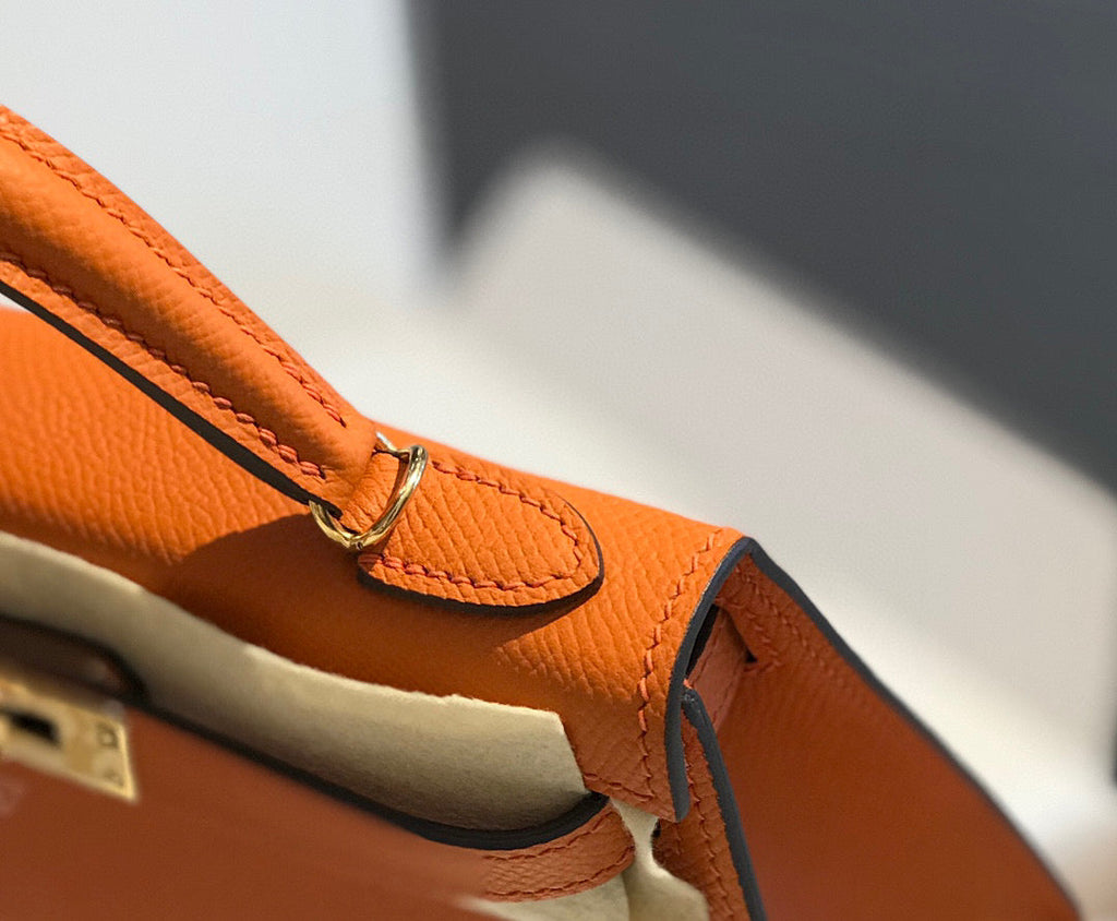 Hermes Kelly Mini 20 Orange Epsom Gold Hardware Bag