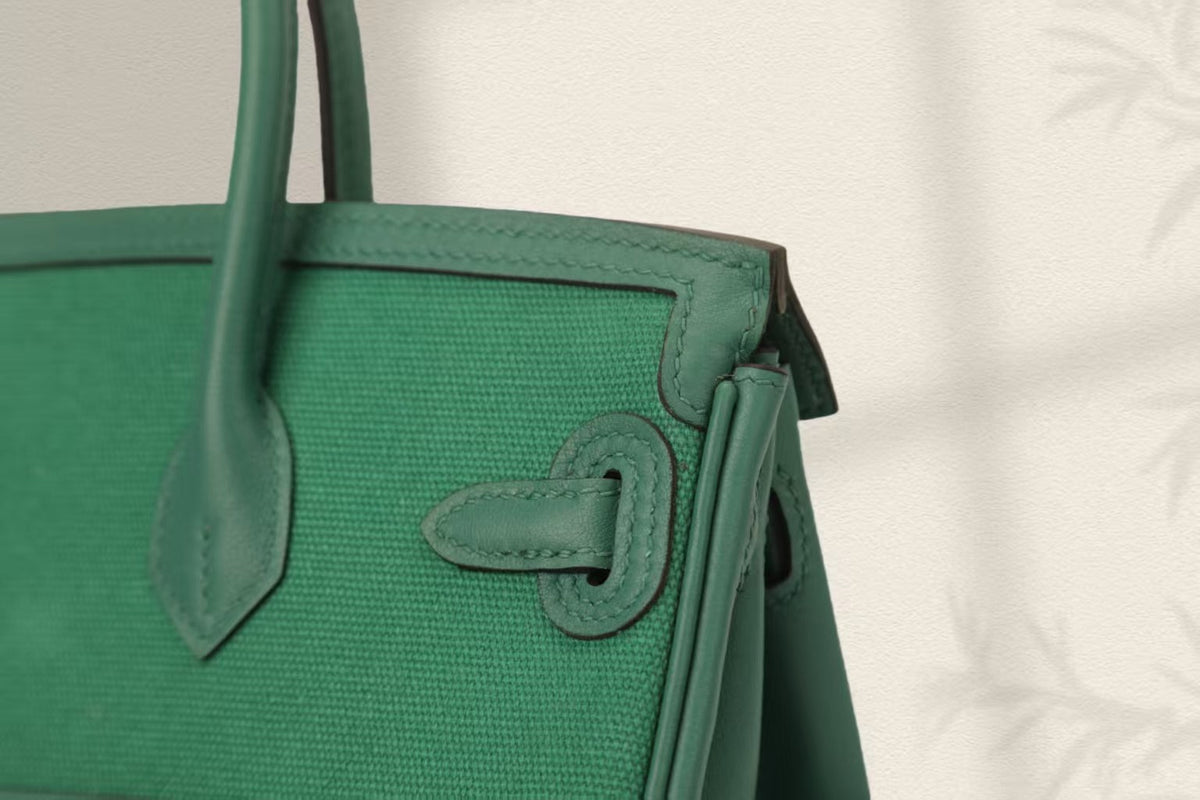 Hermes Birkin Cargo 25cm Green Canvas and Leather Silver Hardware Bag