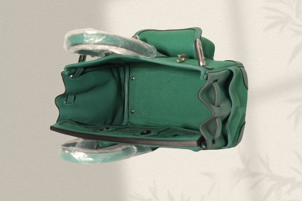 Hermes Birkin Cargo 25cm Green Canvas and Leather Silver Hardware Bag