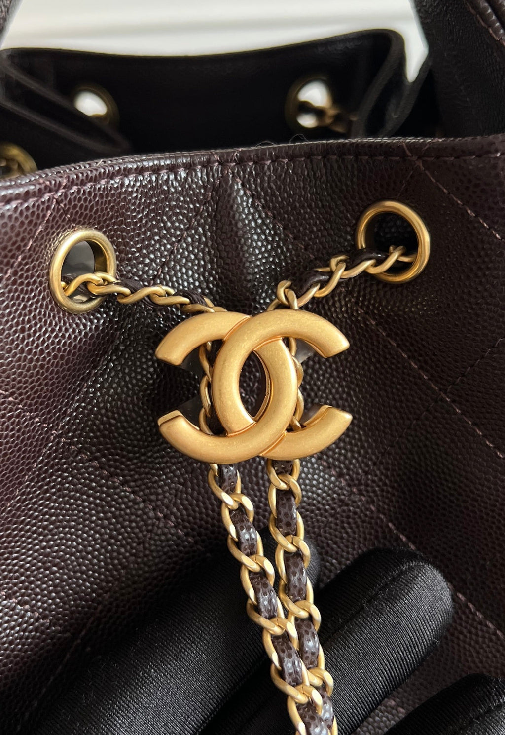 Chanel 25S Hobo Bag 40 in Dark Earth Brown Caviar with Gold Hardware