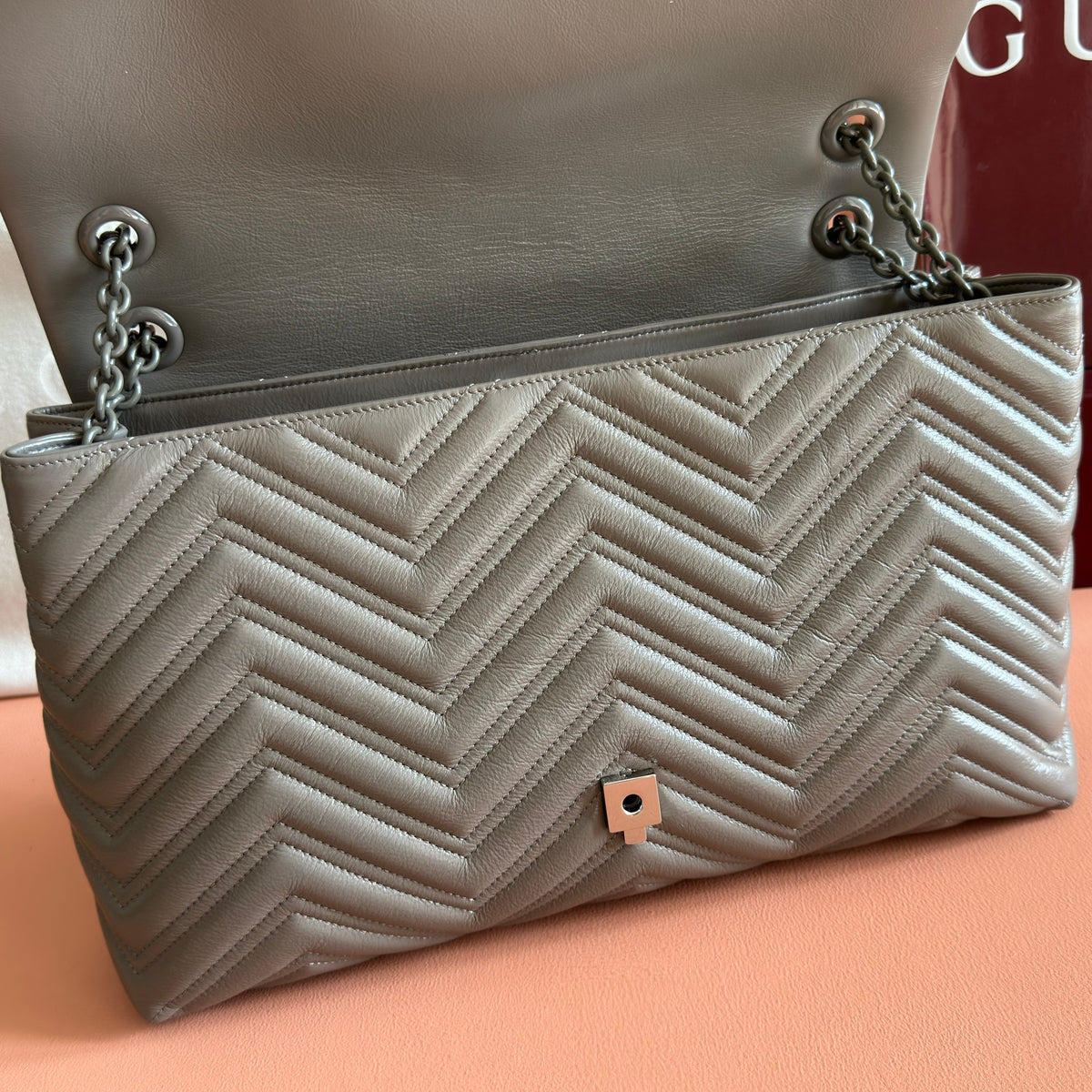Gucci 26S Marmont Bag 37 in Brownish Gray Calfskin