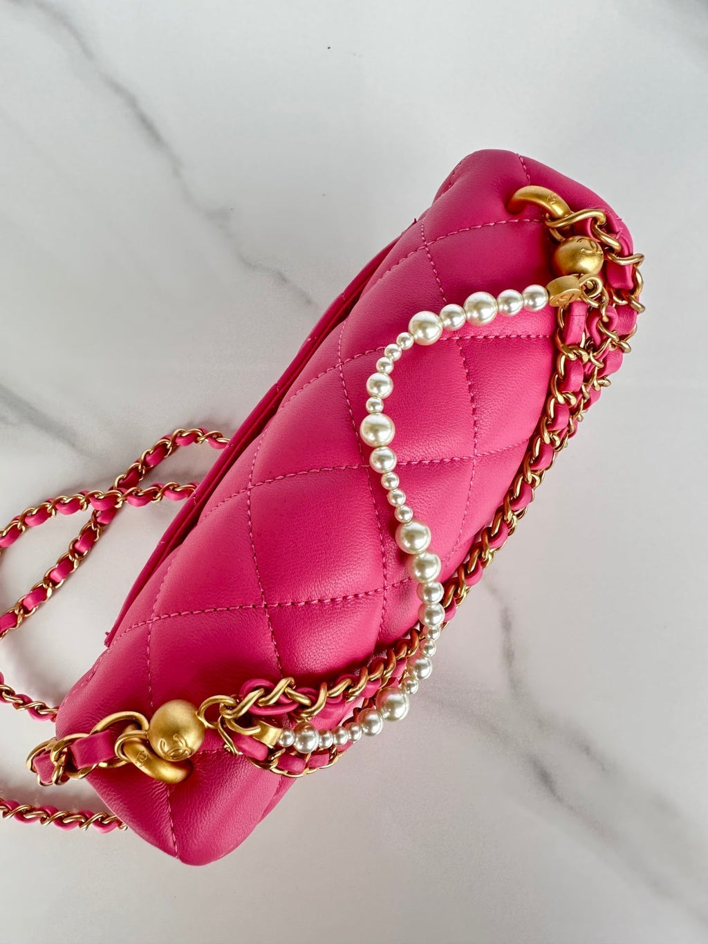 Chanel Small 20 Flap Bag in Deep Pink Calfskin
