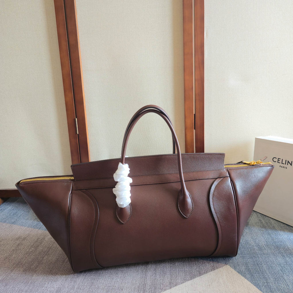 Celine 25S Medium Smiling New Luggage 44mm in Syrah Red Supple Shiny Lambskin Bag