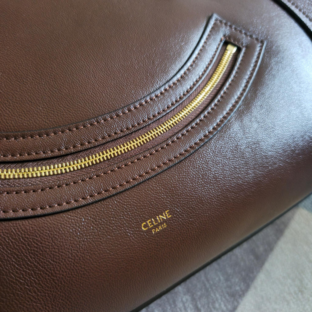 Celine 25S Medium Smiling New Luggage 44mm in Syrah Red Supple Shiny Lambskin Bag