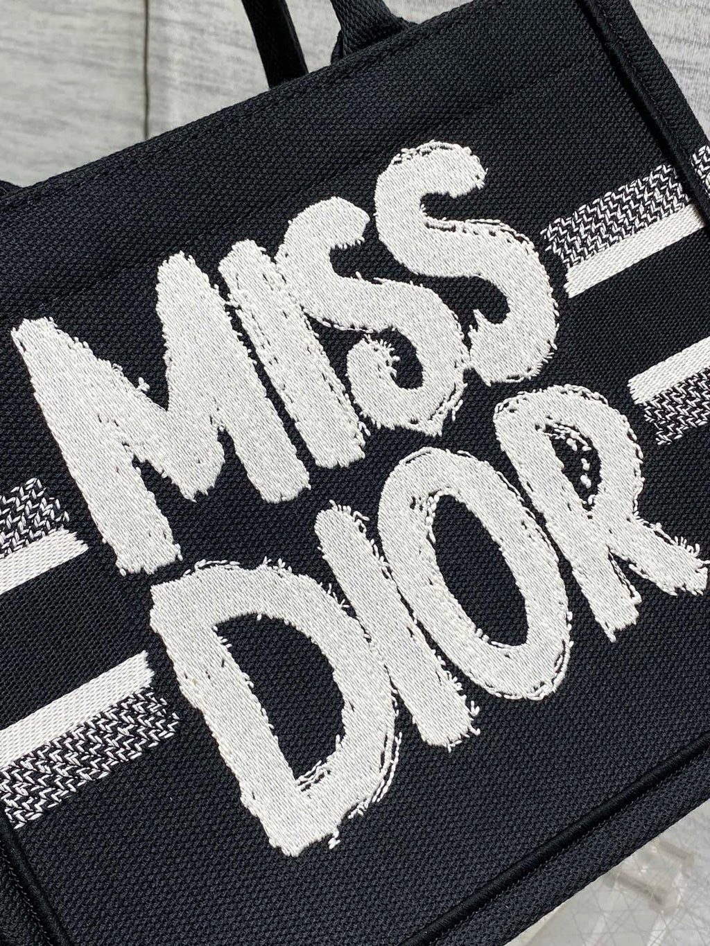Dior Book Tote 26 in Black Mix White Canvas 226506