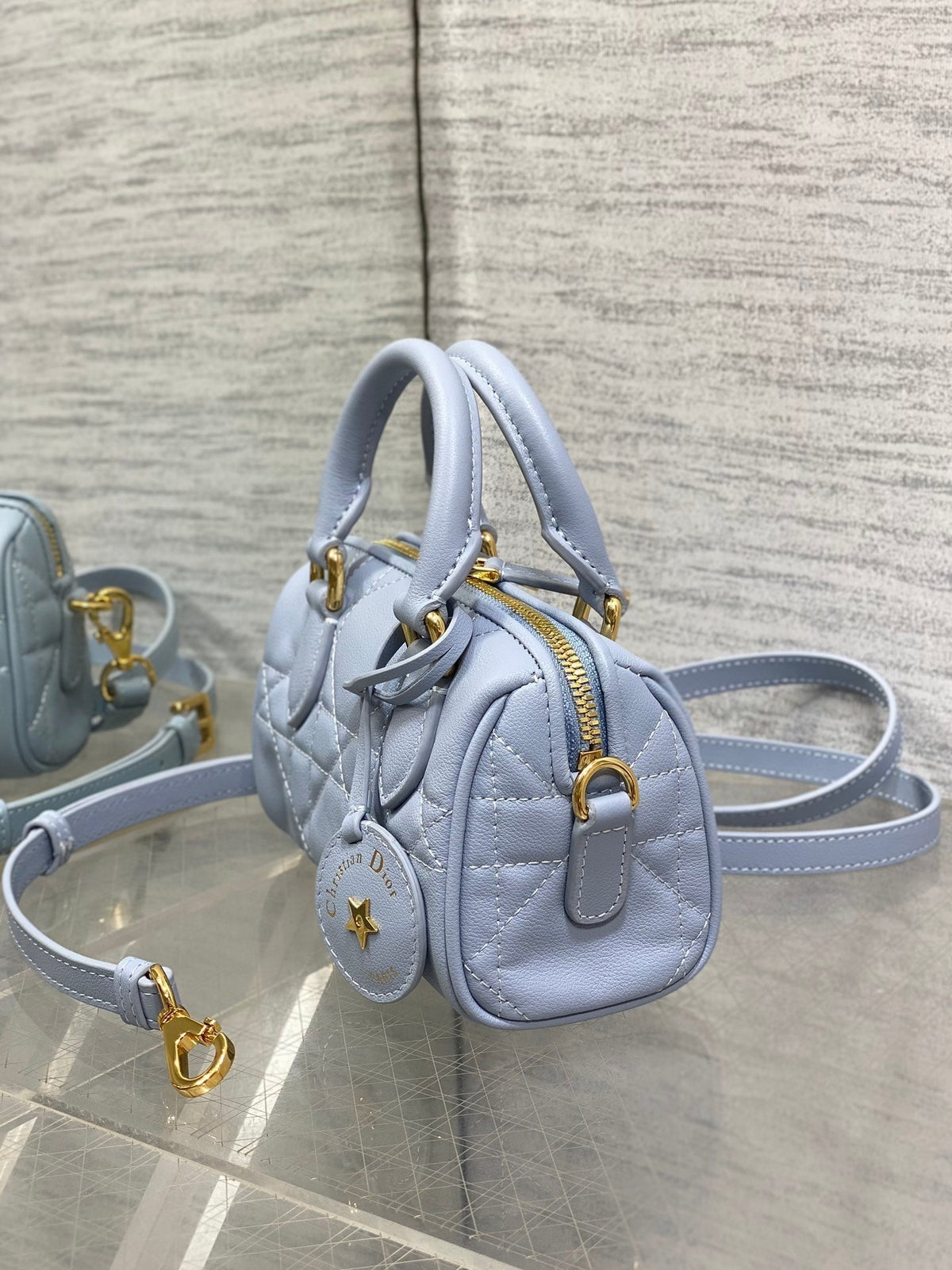 Dior Groove Mini 17 Bag in Light Blue Lambskin
