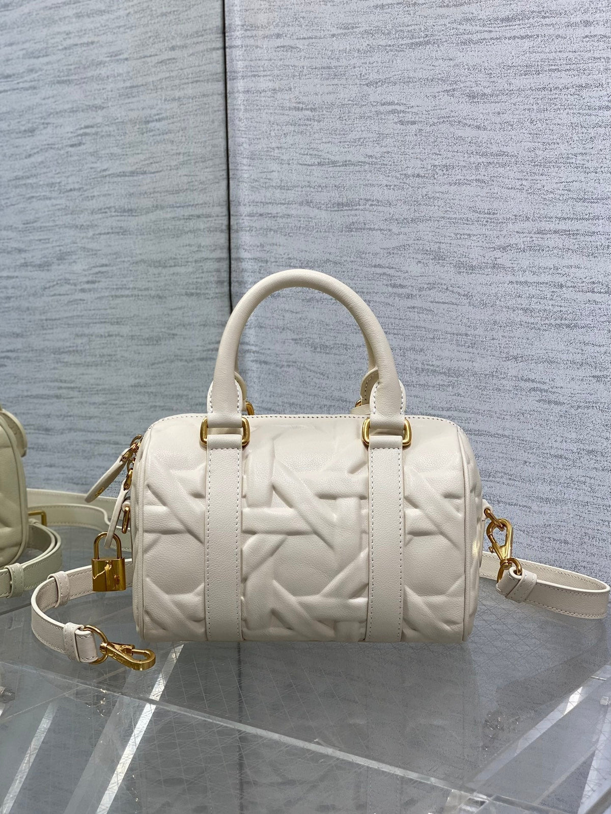 Dior Groove 20 Bag in White Cream Macrocannage Calfskin with Gold Hardware