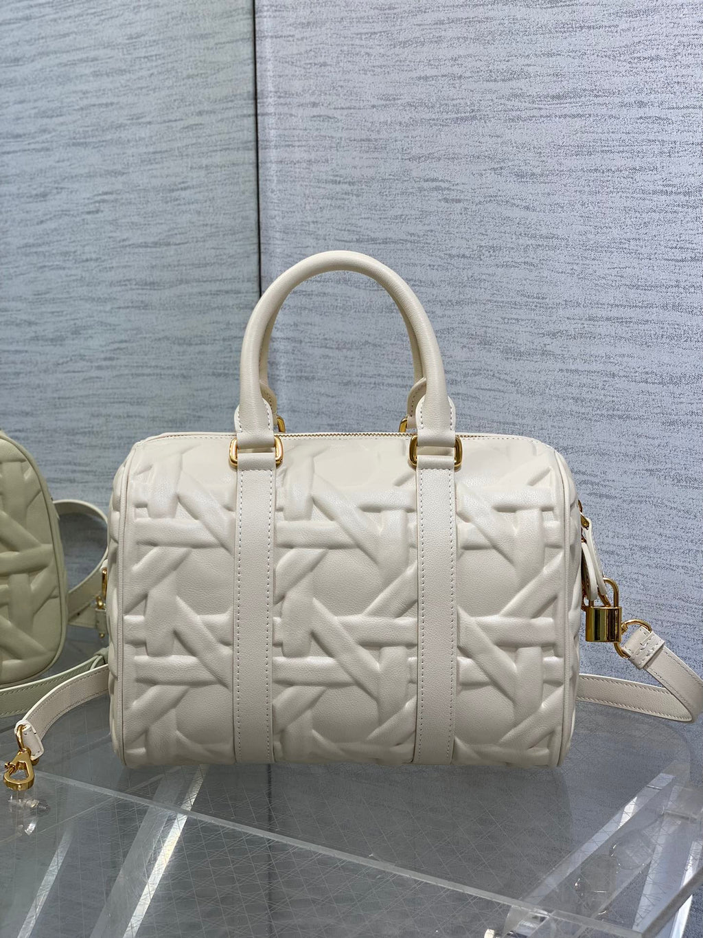 Dior Groove 25 Bag in White Cream Macrocannage Calfskin with Gold Hardware
