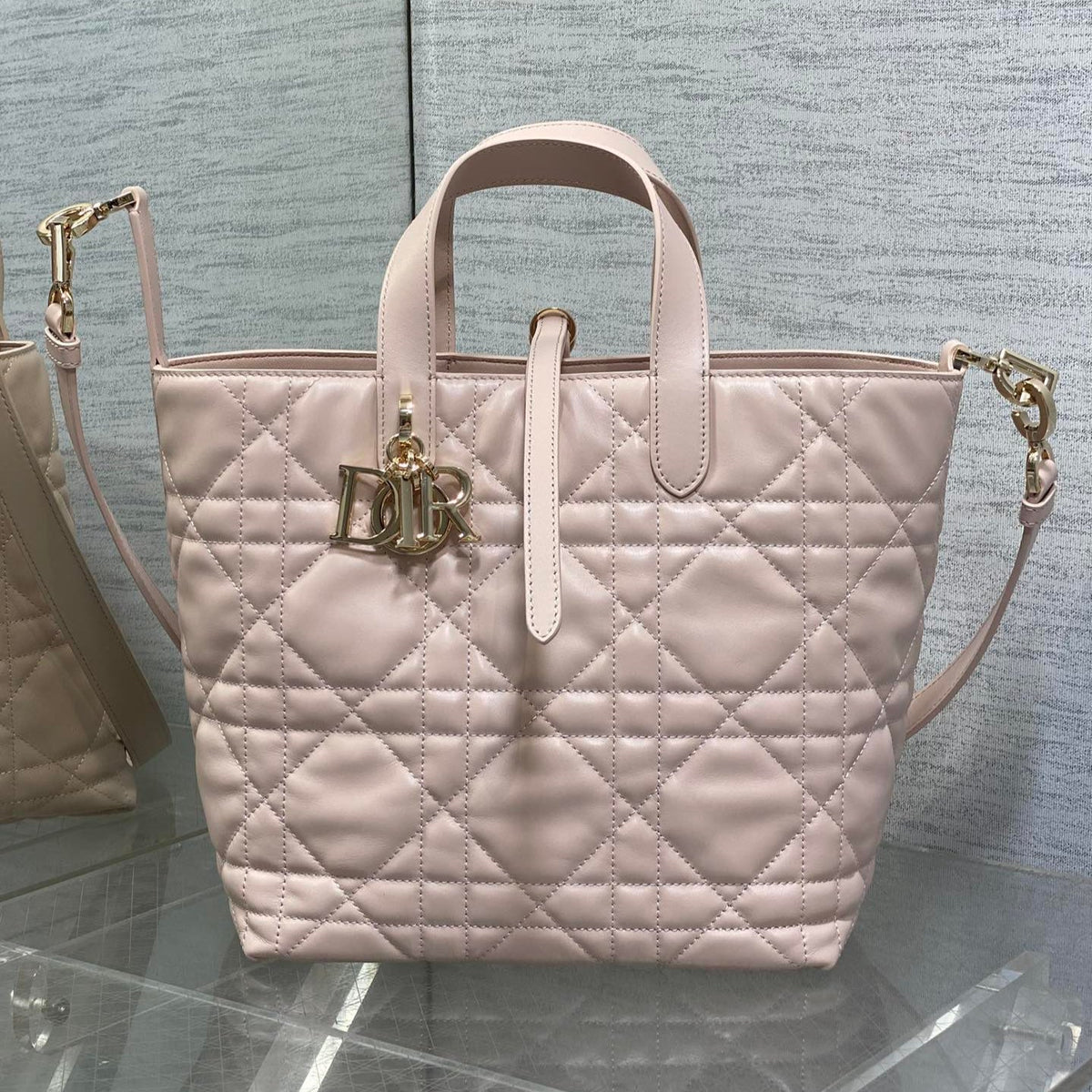 Dior 25S Always Bag 22 in Light Pink Macrocannage Calfskin Gold Hardware