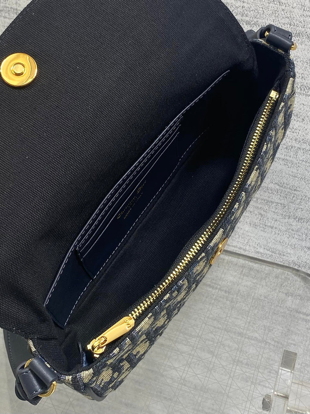 Dior 25S 30 Montaigne Avenue Bag 23 in Blue Canvas Oblique Jacquard