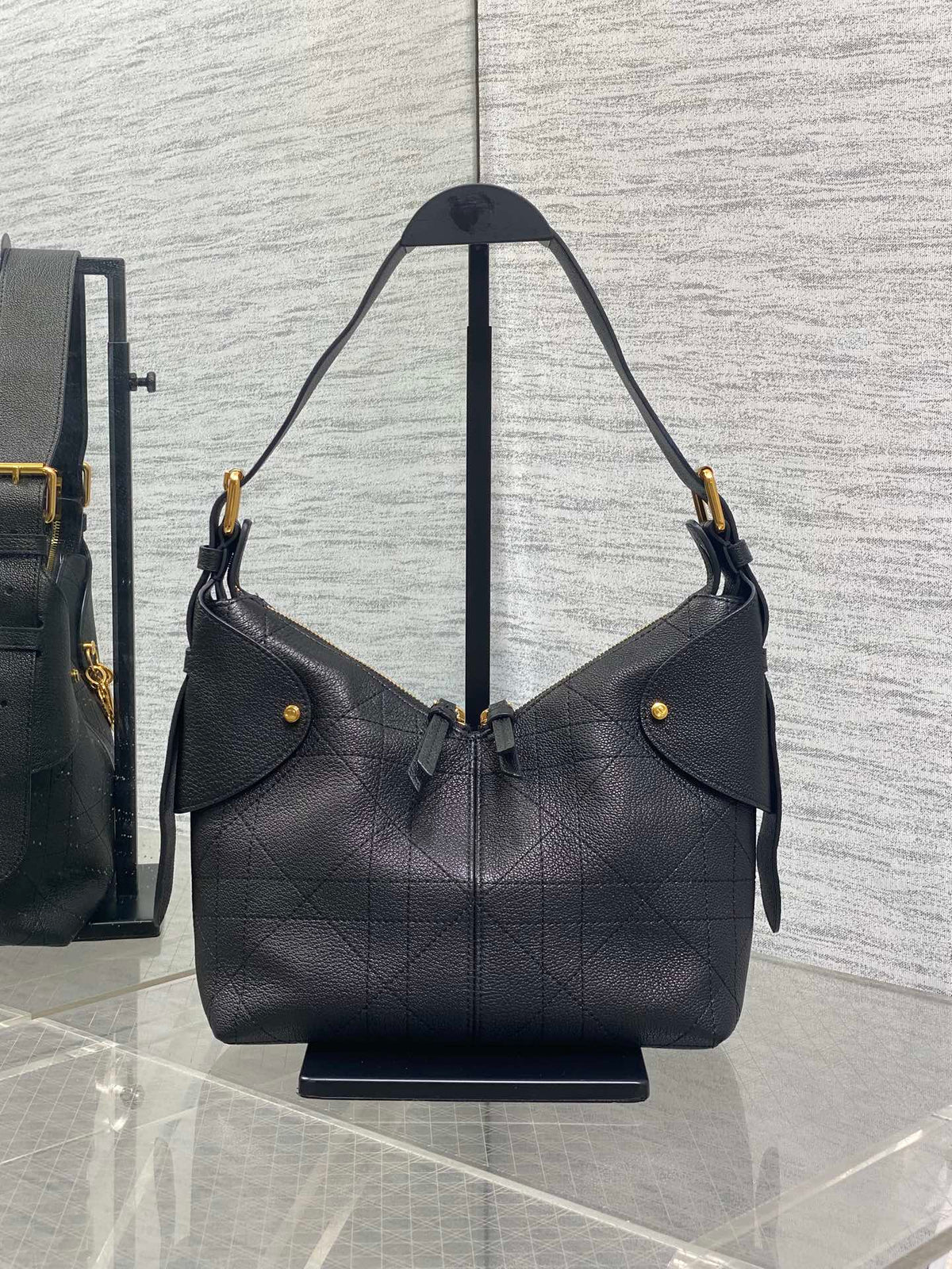Dior 25S Small Voyage Bag 23 in Black Flat Macrocannage Grained Calfskin